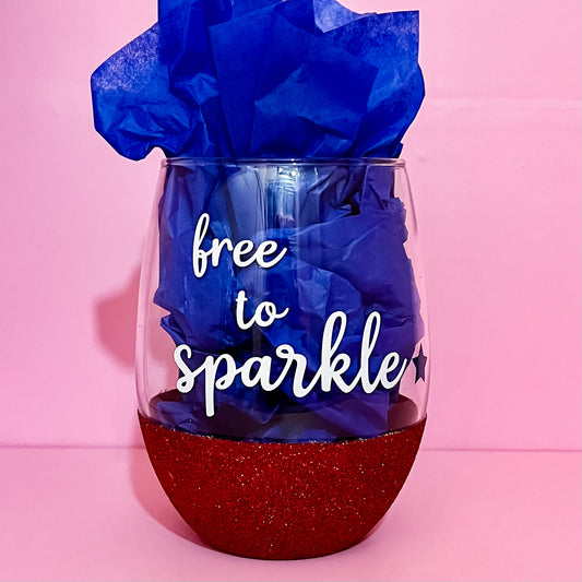 Free to Sparkle Red Glitter Wine Glass