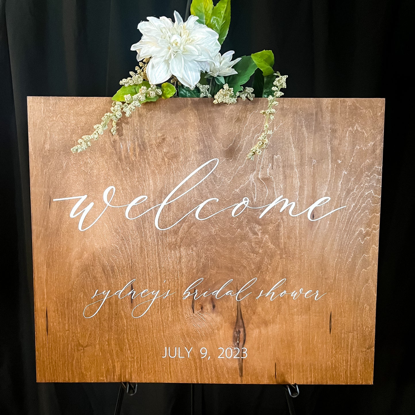 Customized Wood Stained Event Welcome Sign
