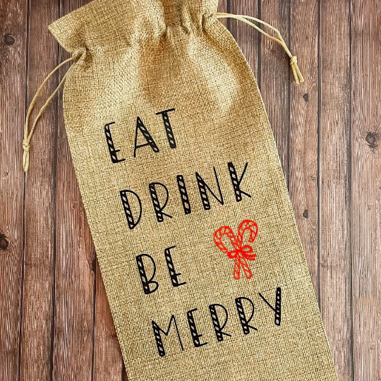 Eat Drink Be Merry Wine Gift Bag