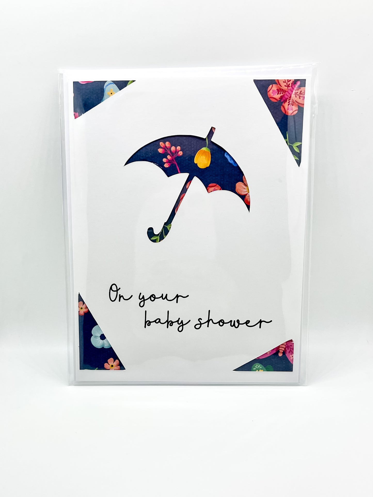 Floral Umbrella Baby Shower Card